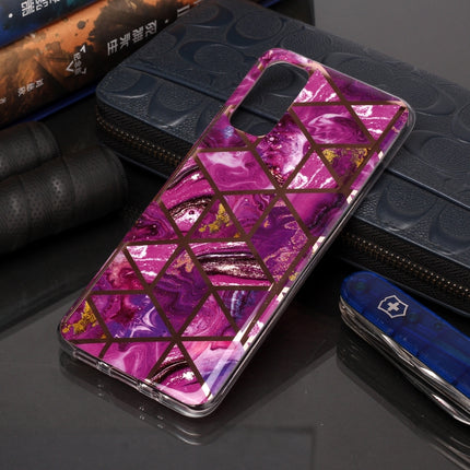 For Galaxy S20 Plating Marble Pattern Soft TPU Protective Case(Purple)-garmade.com