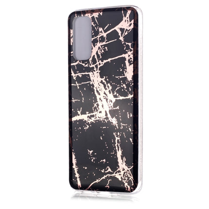 For Galaxy S20 Plating Marble Pattern Soft TPU Protective Case(Black Gold)-garmade.com