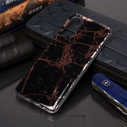 For Galaxy S20 Plating Marble Pattern Soft TPU Protective Case(Black Gold)-garmade.com