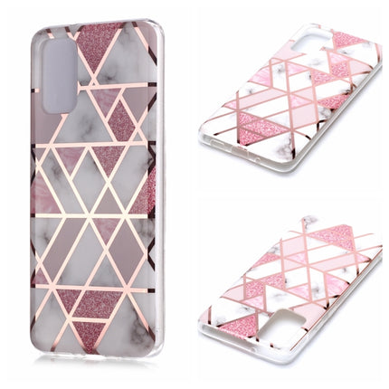 For Galaxy S20+ Plating Marble Pattern Soft TPU Protective Case(Pink)-garmade.com