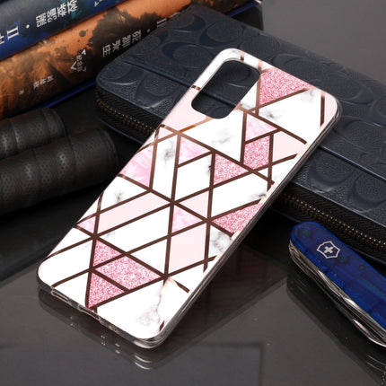 For Galaxy S20+ Plating Marble Pattern Soft TPU Protective Case(Pink)-garmade.com