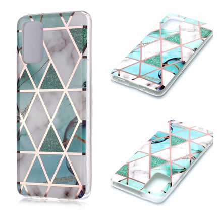 For Galaxy S20+ Plating Marble Pattern Soft TPU Protective Case(Green White)-garmade.com