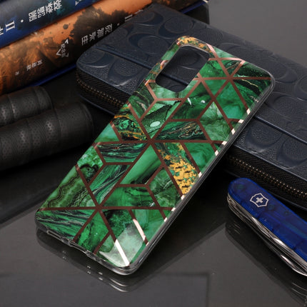 For Galaxy S20+ Plating Marble Pattern Soft TPU Protective Case(Green)-garmade.com