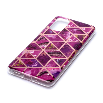 For Galaxy S20+ Plating Marble Pattern Soft TPU Protective Case(Purple)-garmade.com