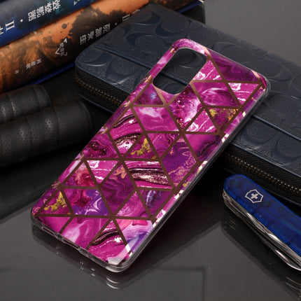 For Galaxy S20+ Plating Marble Pattern Soft TPU Protective Case(Purple)-garmade.com