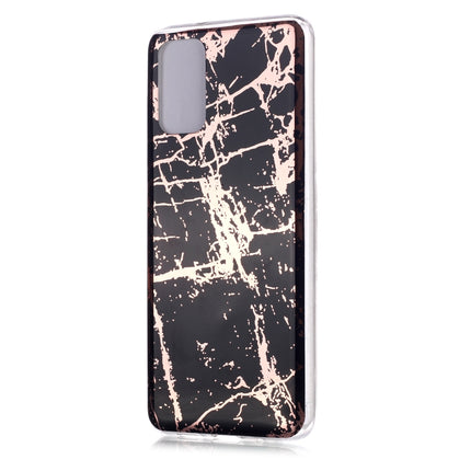 For Galaxy S20+ Plating Marble Pattern Soft TPU Protective Case(Black Gold)-garmade.com