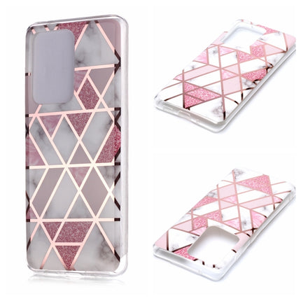For Galaxy S20 Ultra Plating Marble Pattern Soft TPU Protective Case(Pink)-garmade.com
