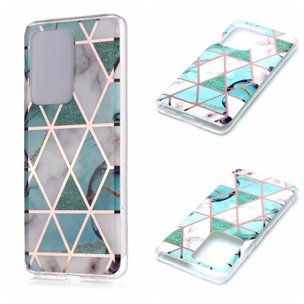 For Galaxy S20 Ultra Plating Marble Pattern Soft TPU Protective Case(Green White)-garmade.com