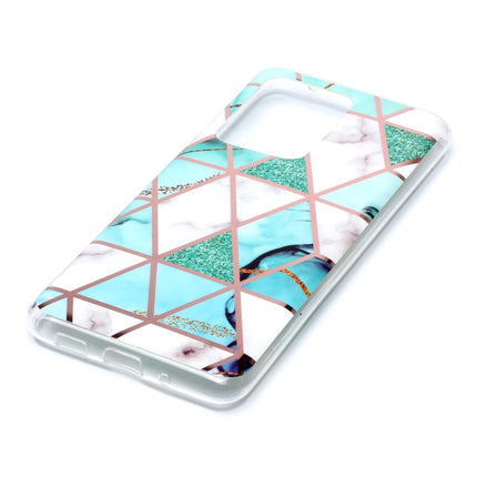 For Galaxy S20 Ultra Plating Marble Pattern Soft TPU Protective Case(Green White)-garmade.com
