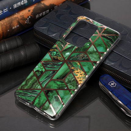 For Galaxy S20 Ultra Plating Marble Pattern Soft TPU Protective Case(Green)-garmade.com