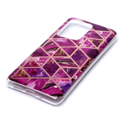 For Galaxy S20 Ultra Plating Marble Pattern Soft TPU Protective Case(Purple)-garmade.com