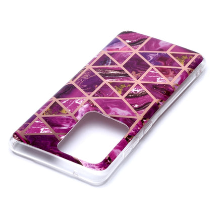 For Galaxy S20 Ultra Plating Marble Pattern Soft TPU Protective Case(Purple)-garmade.com
