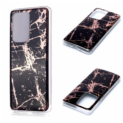 For Galaxy S20 Ultra Plating Marble Pattern Soft TPU Protective Case(Black Gold)-garmade.com