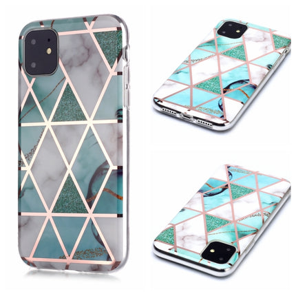For iPhone 11 Plating Marble Pattern Soft TPU Protective Case(Green White)-garmade.com