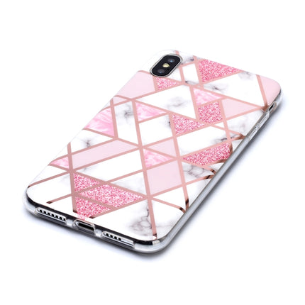 For iPhone XS Max Plating Marble Pattern Soft TPU Protective Case(Pink)-garmade.com