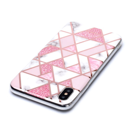 For iPhone XS Max Plating Marble Pattern Soft TPU Protective Case(Pink)-garmade.com