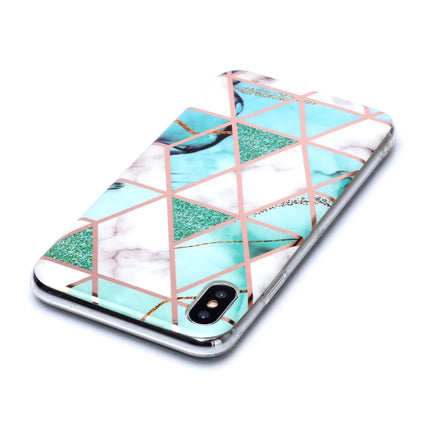 For iPhone XS Max Plating Marble Pattern Soft TPU Protective Case(Green White)-garmade.com