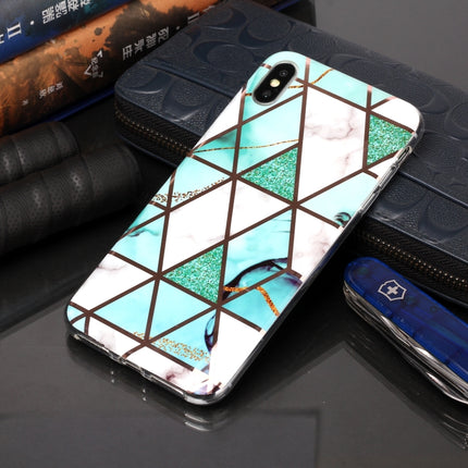 For iPhone XS Max Plating Marble Pattern Soft TPU Protective Case(Green White)-garmade.com