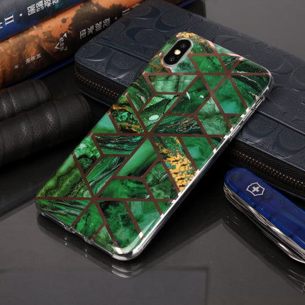 For iPhone XS Max Plating Marble Pattern Soft TPU Protective Case(Green)-garmade.com