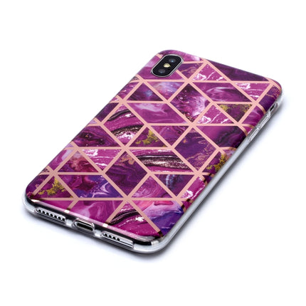 For iPhone XS Max Plating Marble Pattern Soft TPU Protective Case(Purple)-garmade.com