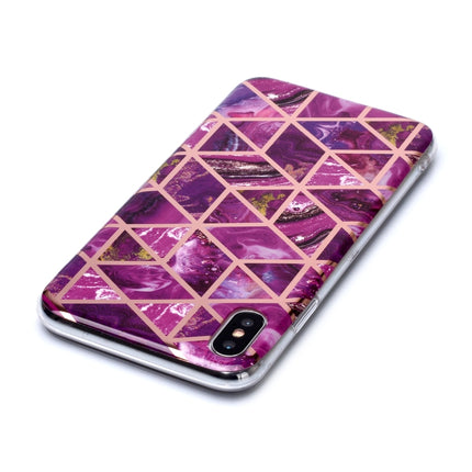 For iPhone XS Max Plating Marble Pattern Soft TPU Protective Case(Purple)-garmade.com