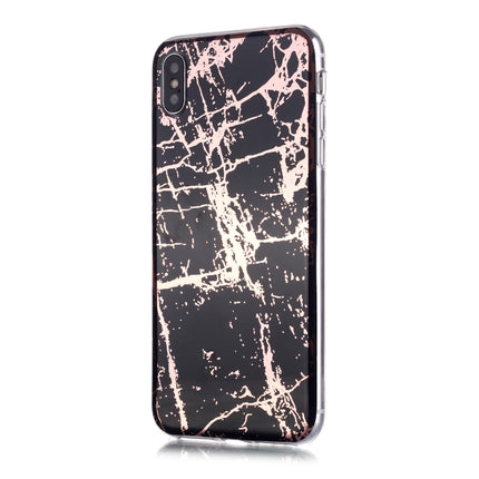 For iPhone XS Max Plating Marble Pattern Soft TPU Protective Case(Black Gold)-garmade.com