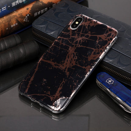 For iPhone XS Max Plating Marble Pattern Soft TPU Protective Case(Black Gold)-garmade.com
