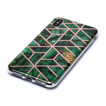 For iPhone X / XS Plating Marble Pattern Soft TPU Protective Case(Green)-garmade.com