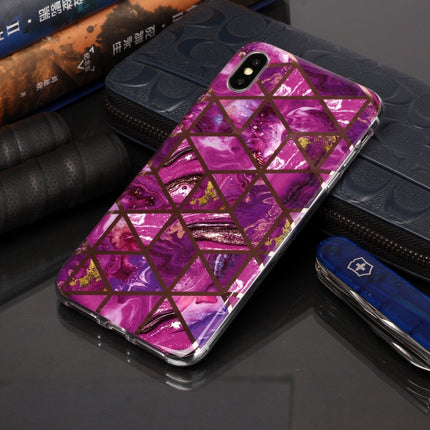 For iPhone X / XS Plating Marble Pattern Soft TPU Protective Case(Purple)-garmade.com