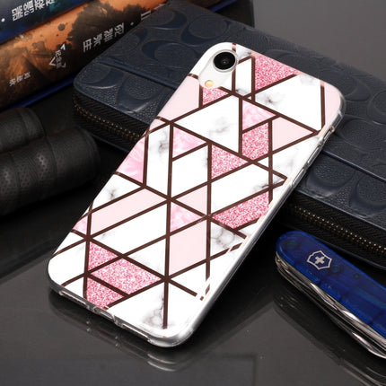 For iPhone XR Plating Marble Pattern Soft TPU Protective Case(Pink)-garmade.com