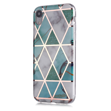 For iPhone XR Plating Marble Pattern Soft TPU Protective Case(Green White)-garmade.com