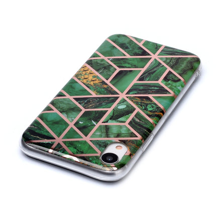 For iPhone XR Plating Marble Pattern Soft TPU Protective Case(Green)-garmade.com