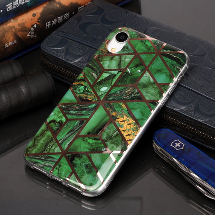 For iPhone XR Plating Marble Pattern Soft TPU Protective Case(Green)-garmade.com