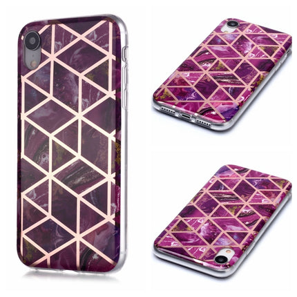 For iPhone XR Plating Marble Pattern Soft TPU Protective Case(Purple)-garmade.com