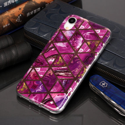 For iPhone XR Plating Marble Pattern Soft TPU Protective Case(Purple)-garmade.com