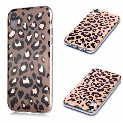 For iPhone XR Plating Marble Pattern Soft TPU Protective Case(Leopard)-garmade.com