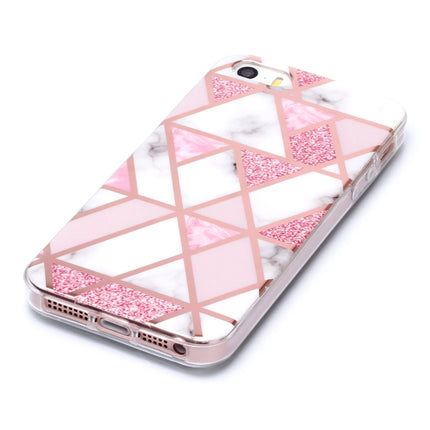 For iPhone 5 & 5s & SE Plating Marble Pattern Soft TPU Protective Case(Pink)-garmade.com