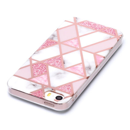 For iPhone 5 & 5s & SE Plating Marble Pattern Soft TPU Protective Case(Pink)-garmade.com