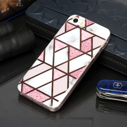 For iPhone 5 & 5s & SE Plating Marble Pattern Soft TPU Protective Case(Pink)-garmade.com