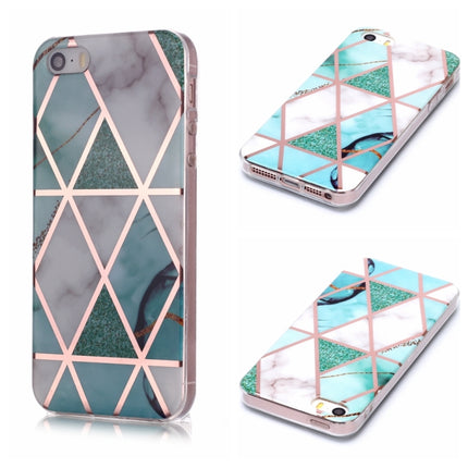 For iPhone 5 & 5s & SE Plating Marble Pattern Soft TPU Protective Case(Green White)-garmade.com