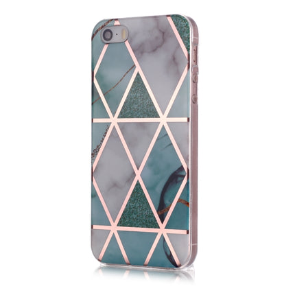 For iPhone 5 & 5s & SE Plating Marble Pattern Soft TPU Protective Case(Green White)-garmade.com