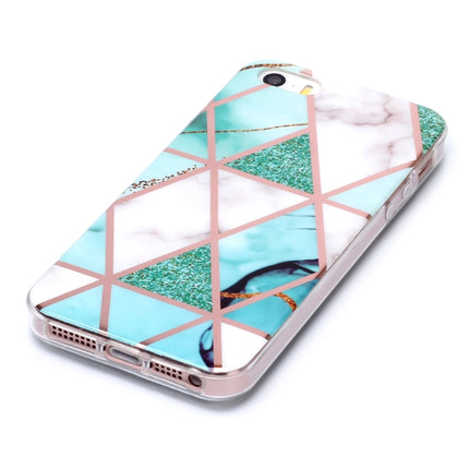 For iPhone 5 & 5s & SE Plating Marble Pattern Soft TPU Protective Case(Green White)-garmade.com