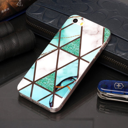 For iPhone 5 & 5s & SE Plating Marble Pattern Soft TPU Protective Case(Green White)-garmade.com