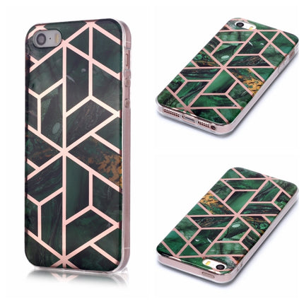 For iPhone 5 & 5s & SE Plating Marble Pattern Soft TPU Protective Case(Green)-garmade.com