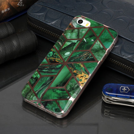 For iPhone 5 & 5s & SE Plating Marble Pattern Soft TPU Protective Case(Green)-garmade.com