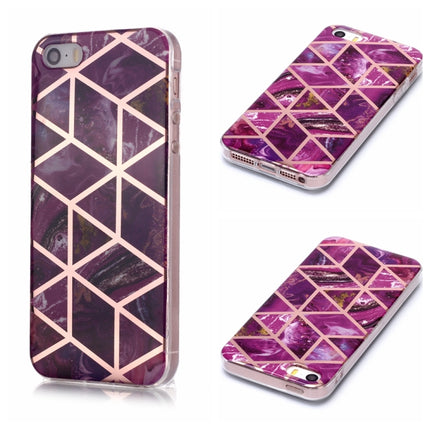 For iPhone 5 & 5s & SE Plating Marble Pattern Soft TPU Protective Case(Purple)-garmade.com