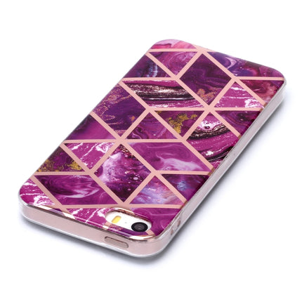 For iPhone 5 & 5s & SE Plating Marble Pattern Soft TPU Protective Case(Purple)-garmade.com