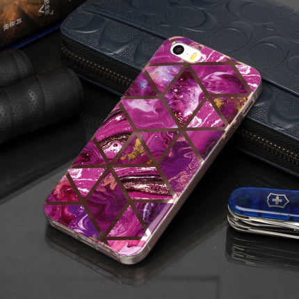 For iPhone 5 & 5s & SE Plating Marble Pattern Soft TPU Protective Case(Purple)-garmade.com