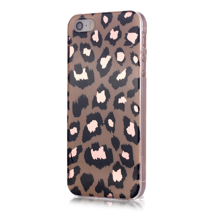 For iPhone 5 & 5s & SE Plating Marble Pattern Soft TPU Protective Case(Leopard)-garmade.com