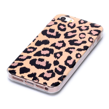 For iPhone 5 & 5s & SE Plating Marble Pattern Soft TPU Protective Case(Leopard)-garmade.com